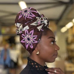 Afrikaanse Bruin / Beige Flower / hoofddoek - headwrap