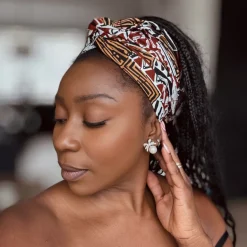 Afrikaanse Bruin Bogolan Mosaic hoofddoek - headwrap