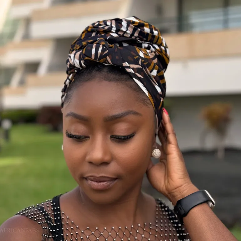 Afrikaanse Bruine Mix Feathers hoofddoek - headwrap