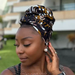 Afrikaanse Bruine Mix Feathers hoofddoek - headwrap