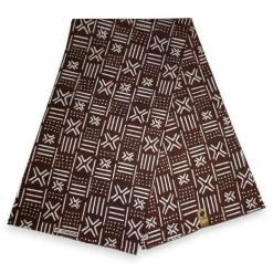 Afrikaanse Bruine X Bogolan / Mud cloth print stof - Traditioneel uit Mali 100% katoen