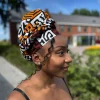 Afrikaanse Bruin & Geel-oranje Kuba Blocks Congo hoofddoek - headwrap