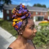 Afrikaanse Geel & Paars Flowers hoofddoek - headwrap