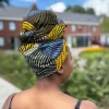 Afrikaanse Groen, Blauw & Geel Concentric Circle hoofddoek - headwrap