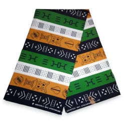 Afrikaanse Groene Bogolan Symbols / Mud cloth print stof - Traditioneel uit Mali 100% katoen
