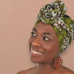 Afrikaanse Groene flower hoofddoek - headwrap