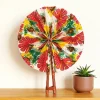 Afrikaanse handwaaier - Ankara print waaier - Wit Rood Olayinka