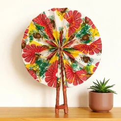 Afrikaanse handwaaier - Ankara print waaier - Wit Rood Olayinka