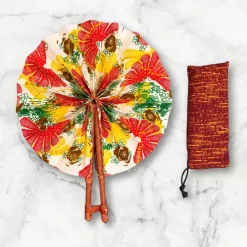 Afrikaanse handwaaier - Ankara print waaier - Wit Rood Olayinka