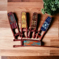 Afrikaanse handwaaier - Ankara print waaier - Blauw Rood Olamide