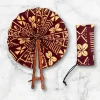 Afrikaanse handwaaier - Ankara print waaier - Bordeauxrood Beige Gbemisola