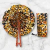 Afrikaanse handwaaier - Ankara print waaier - Zwart Crème Bukola