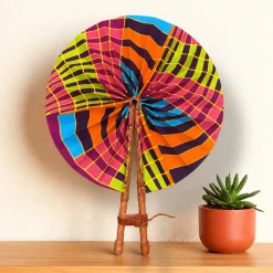 Afrikaanse handwaaier - Ankara print waaier - Multicolor Abeni