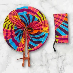 Afrikaanse handwaaier - Ankara print waaier - Multicolor Abeni