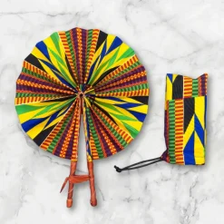 Afrikaanse handwaaier - Ankara print waaier - Multicolor Kwaku