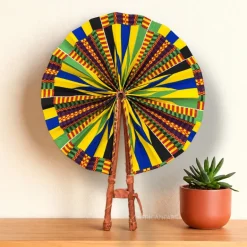 Afrikaanse handwaaier - Ankara print waaier - Multicolor Kwaku