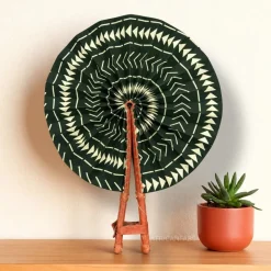 Afrikaanse handwaaier - Ankara print waaier - Groen Crème Kwabena