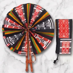 Afrikaanse handwaaier - Ankara print waaier - Zwart Wit Kwame