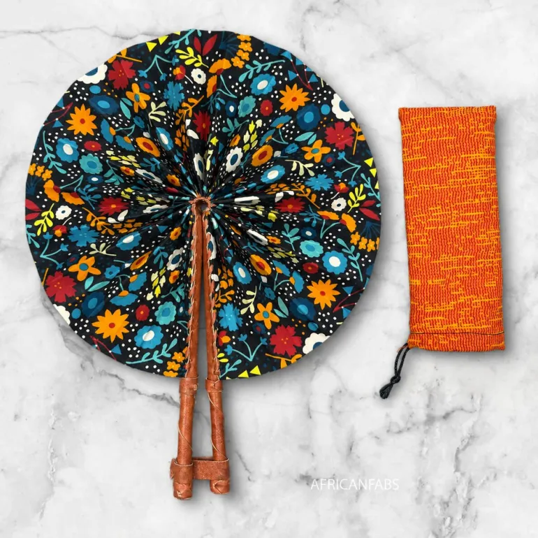 Afrikaanse handwaaier - Ankara print waaier - Multicolor Afia