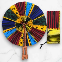 Afrikaanse handwaaier - Ankara print waaier - Multicolor Akua