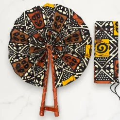 Afrikaanse handwaaier - Ankara print waaier - Zwart Wit Adwoa