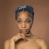 Afrikaanse hoofddoek Blauw Bogolan Mosaic - headwrap