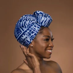 Afrikaanse hoofddoek Blauw Ndop Cameroon - headwrap