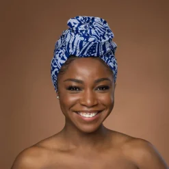 Afrikaanse hoofddoek Blauw Ndop Cameroon - headwrap