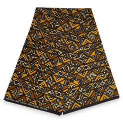 Afrikaanse hoofddoek Bruin Bogolan Geometry - headwrap