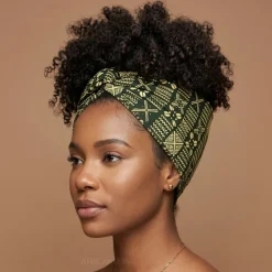 Afrikaanse hoofddoek Groen Bogolan Grid - headwrap