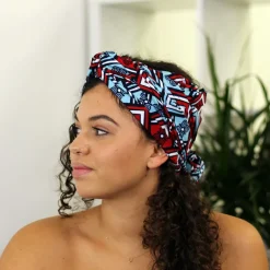 Afrikaanse hoofddoek / headwrap - Wit / Rood / blauw
