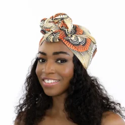 Afrikaanse hoofddoek / headwrap - Zalm Flower