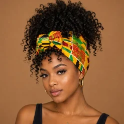 Afrikaanse hoofddoek / Kente headwrap - Groen / Geel