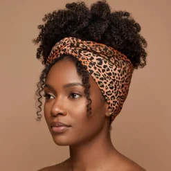 Afrikaanse hoofddoek Oranje Beige Leopard Spots - headwrap