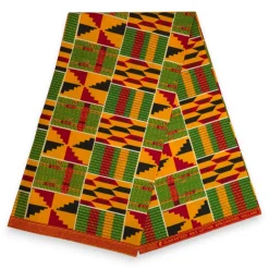 Afrikaanse hoofddoek Rood Geel Kente Print Ghana - headwrap
