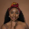 Afrikaanse hoofddoek Rood Geel Concentric Circle Design - headwrap
