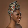 Afrikaanse hoofddoek Rood Oranje Bogolan Symbols - headwrap