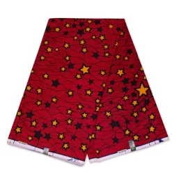 Afrikaanse hoofddoek / Vlisco headwrap - Rood / gele star