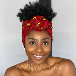 Afrikaanse hoofddoek / Vlisco headwrap - Rood / gele star