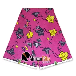 Afrikaanse hoofddoek / Vlisco headwrap - Roze / gele flower trail