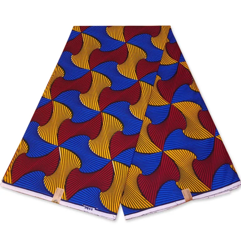 Afrikaanse hoofddoek / Vlisco headwrap - Rood / Blauw / Gele Santana