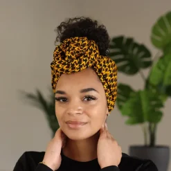 Afrikaanse hoofddoek / Vlisco headwrap - Bronze banga nut