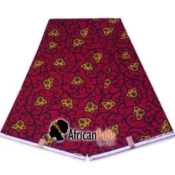 Afrikaanse hoofddoek / Vlisco headwrap - Rode / Gele branch
