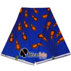 Afrikaanse hoofddoek / Vlisco headwrap - Blauw / Oranje electric bulb