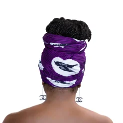 Afrikaanse hoofddoek / Vlisco headwrap - Paars / Witte speedbird