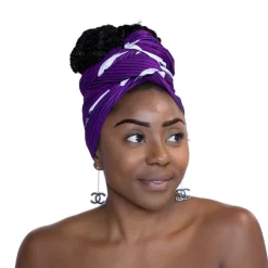 Afrikaanse hoofddoek / Vlisco headwrap - Paars / Witte speedbird