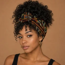 Afrikaanse hoofddoek Zwart Rood Toghu Cameroon - headwrap