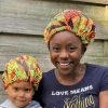 Afrikaanse Kente Print Slaapmuts (Moeder + Dochter / Mommy & Me) Satijnen Hair Bonnet