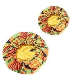 Afrikaanse Kente Print Slaapmuts (Moeder + Dochter / Mommy & Me) Satijnen Hair Bonnet