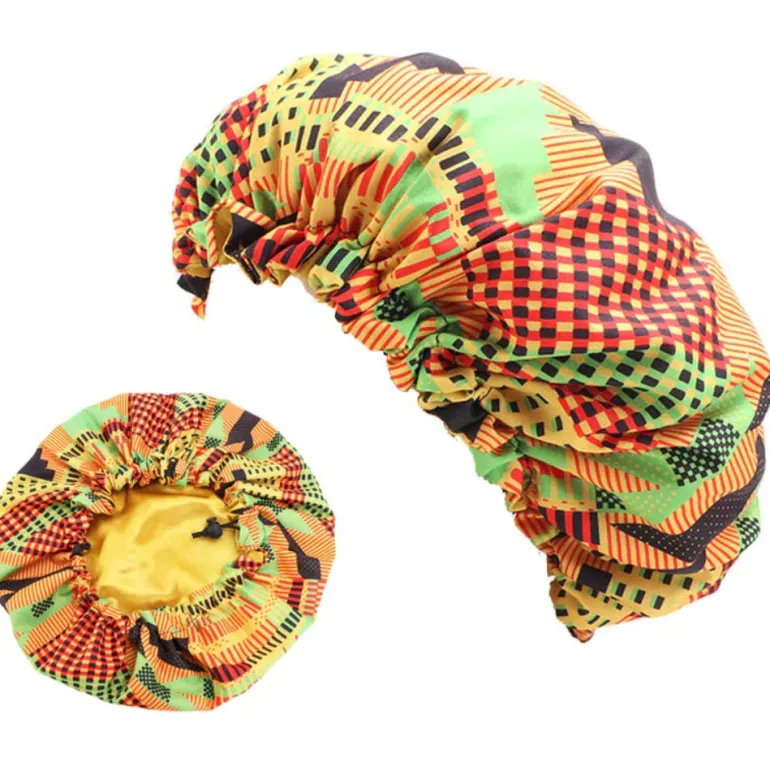 Afrikaanse Kente Print Verstelbare Slaapmuts / Hair Bonnet ( met Satijnen binnenkant )